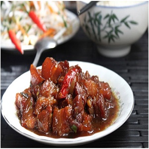 Thịt ba rọi xào mắm ruốc